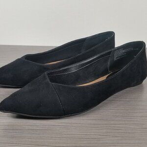 Abound Sydnee Pointed Toe Flat, Black Faux Suede, Womens Size 9 M